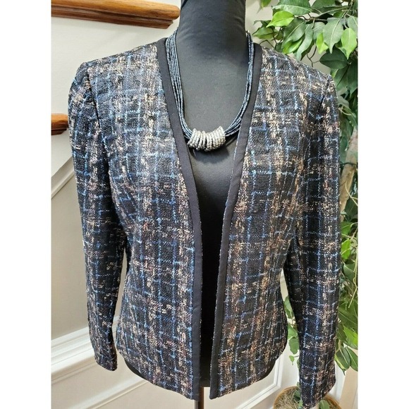 Darby + Luke Women's Multicolor Polyester Long Sleeve Open Front Jacket Size 12 - Picture 2 of 10